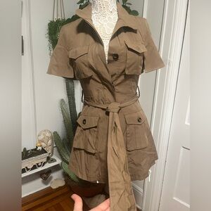 Double Zero tan utility dress , heritage romper with a belt. Size small